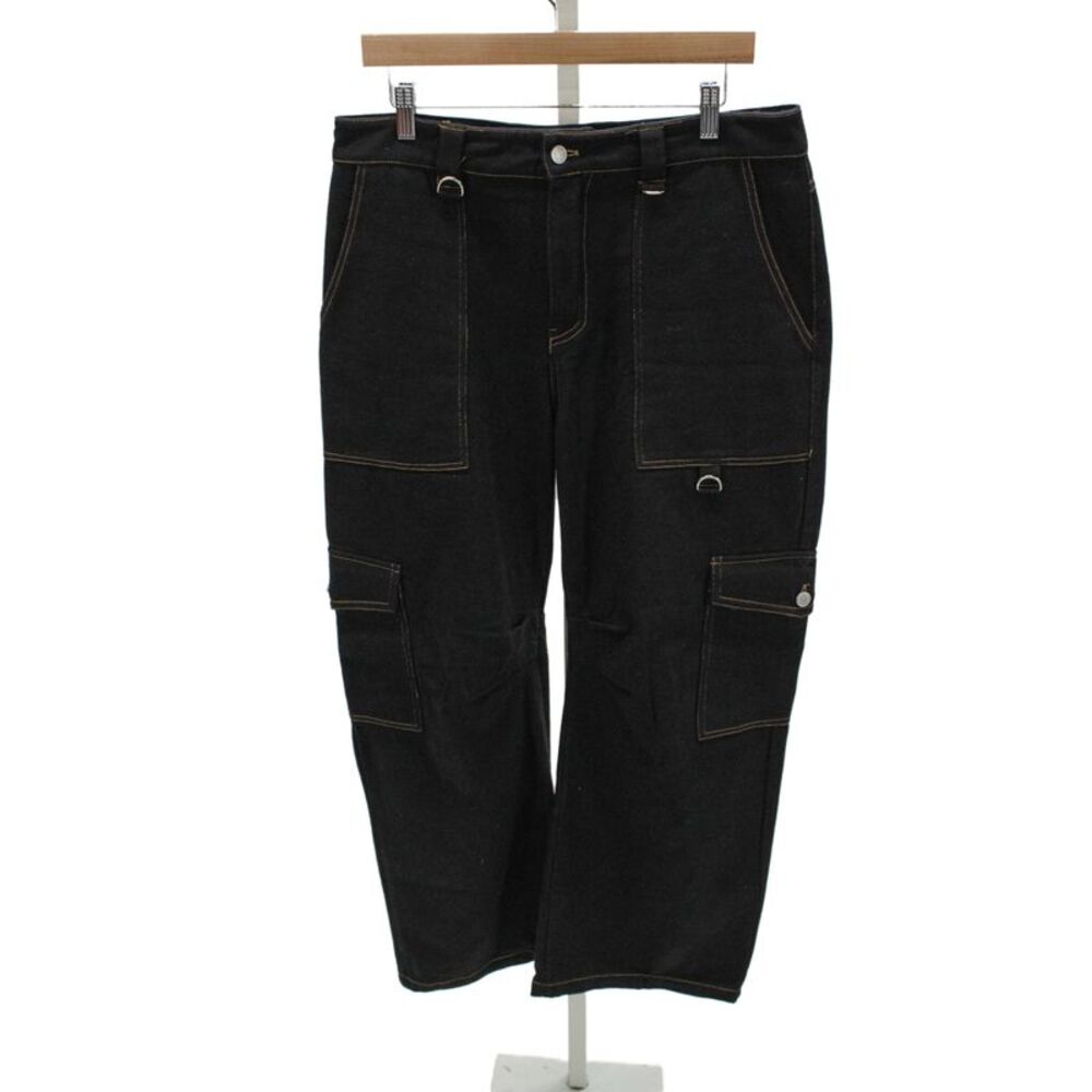 By Dyln Unisex Kids Cargo Pants Black 100% Cotton High Rise Inseam 32 Size L